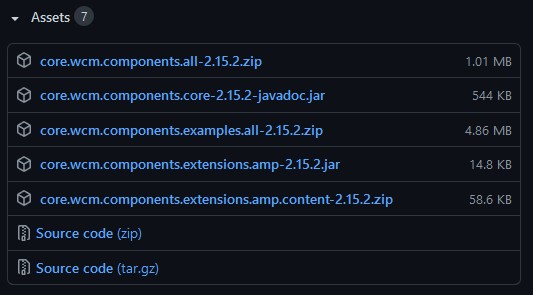 Core Components release artifacts
